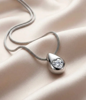 Crystal Teardrop Heart Pendant Necklace
