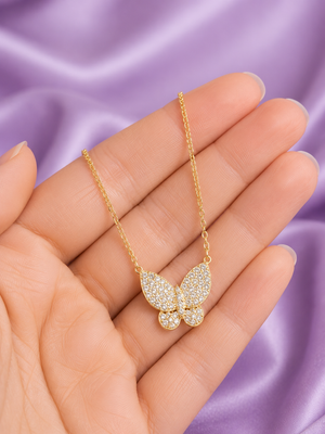 Crystal Butterfly Pendant Necklace