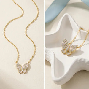 Crystal Butterfly Pendant Necklace