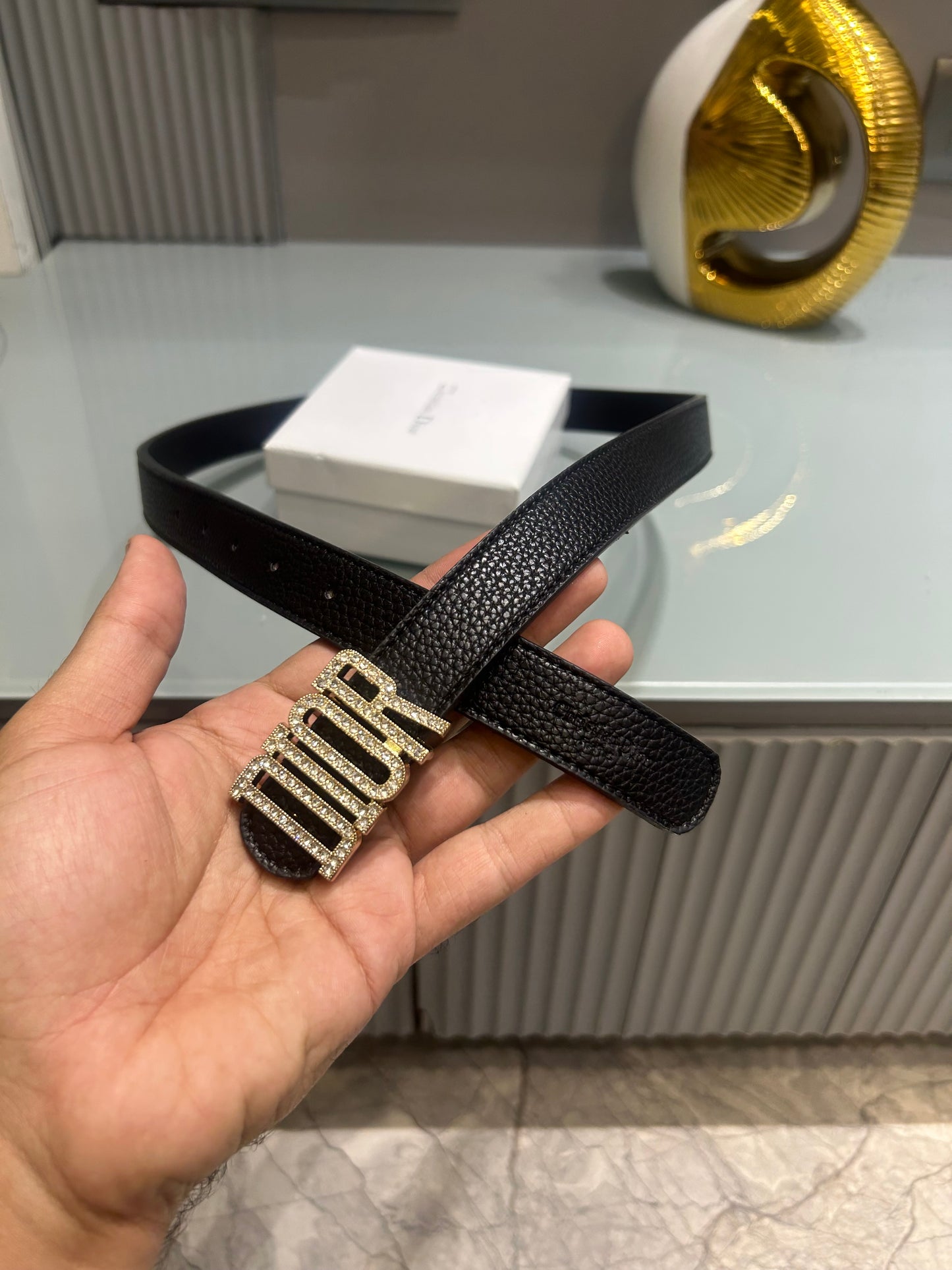 Premium CD-Black Diamond Studded Waist Belt Women With Box