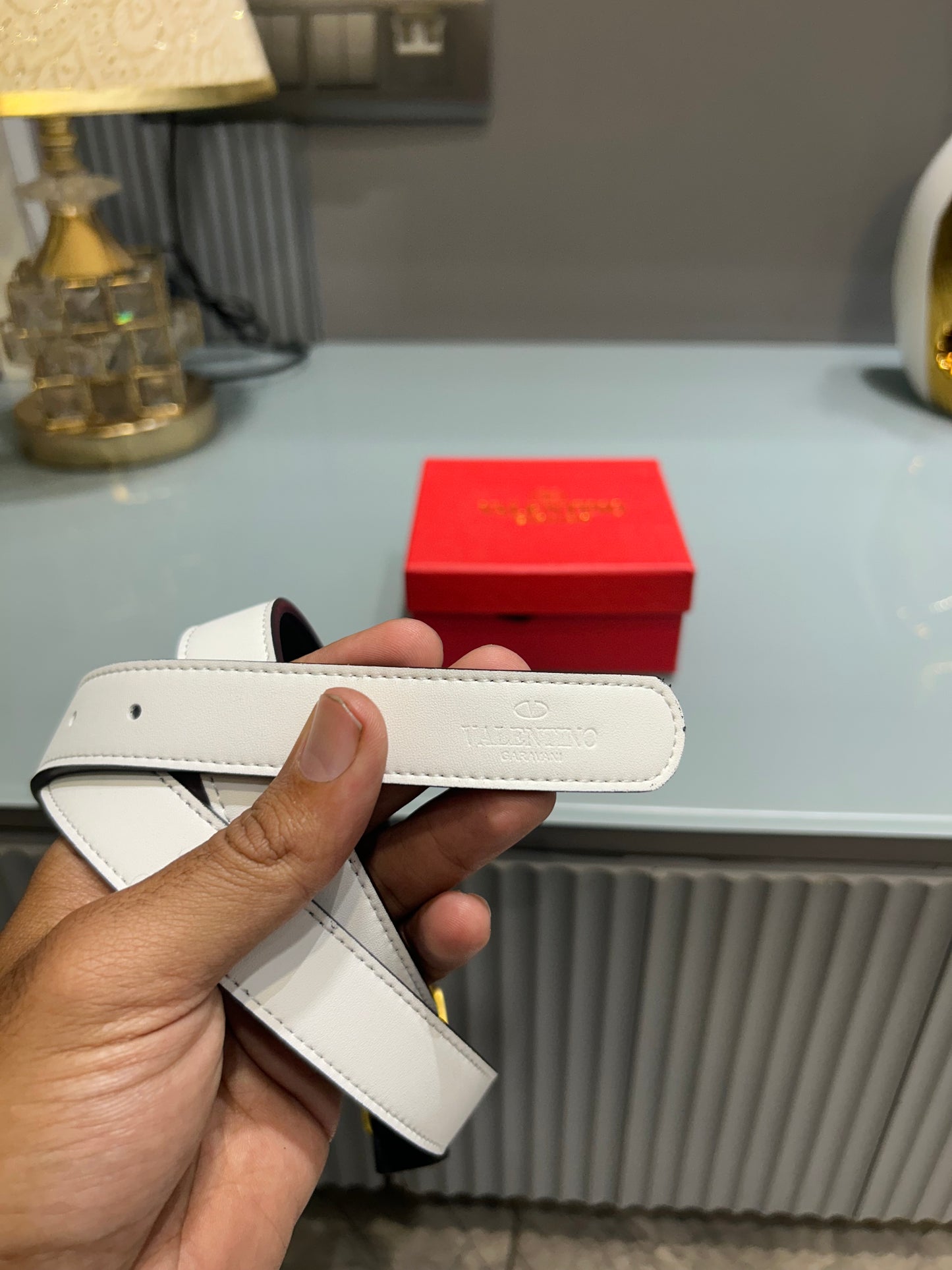 Premium Valentino-GRN White Waist Belt Women With Box