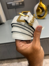 Premium YSL-Plain White Waist Belt Women With Box