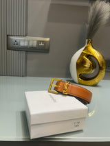 Premium YSL-Plain Tan Waist Belt Women With Box