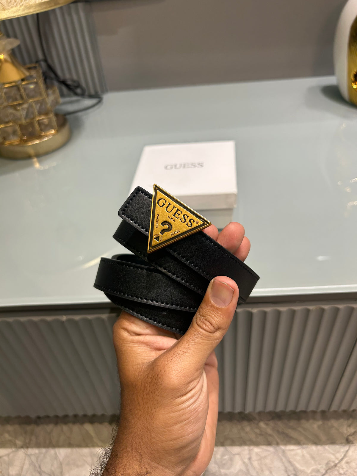 Premium Guess-Black Waist Belt Women With Box