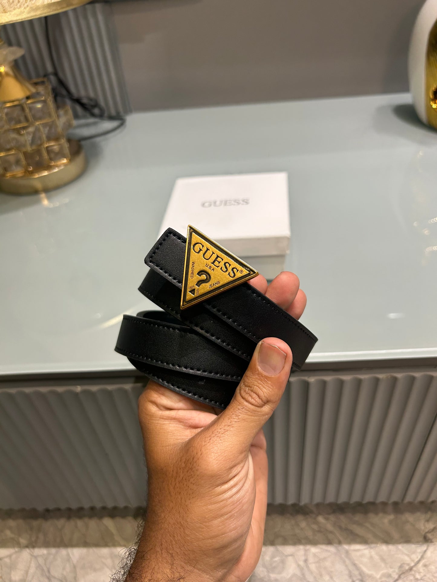 Premium Guess-Black Waist Belt Women With Box