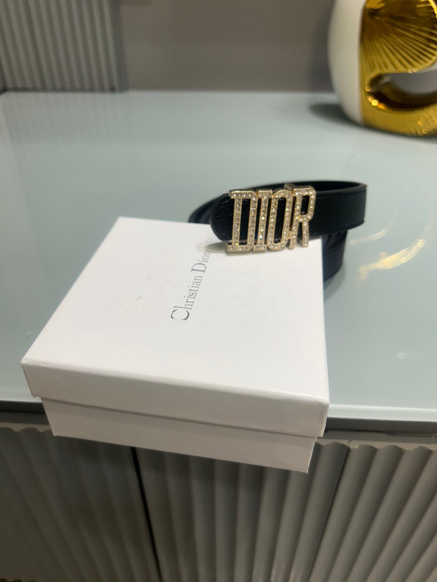 Premium CD-Black Diamond Studded Waist Belt Women With Box