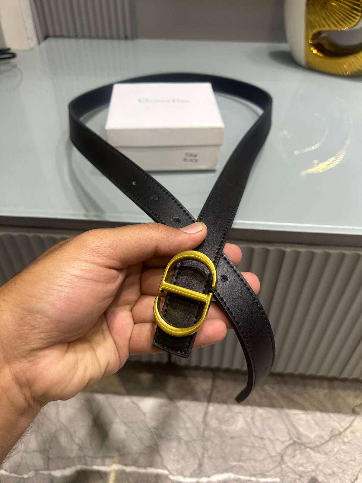 Premium CD-Plain Black Waist Belt Women With Box
