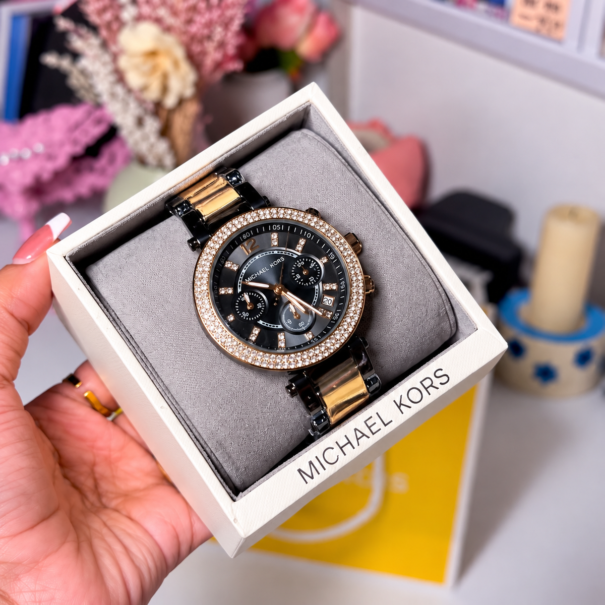MK Parker Black Gold watch in its presentation box