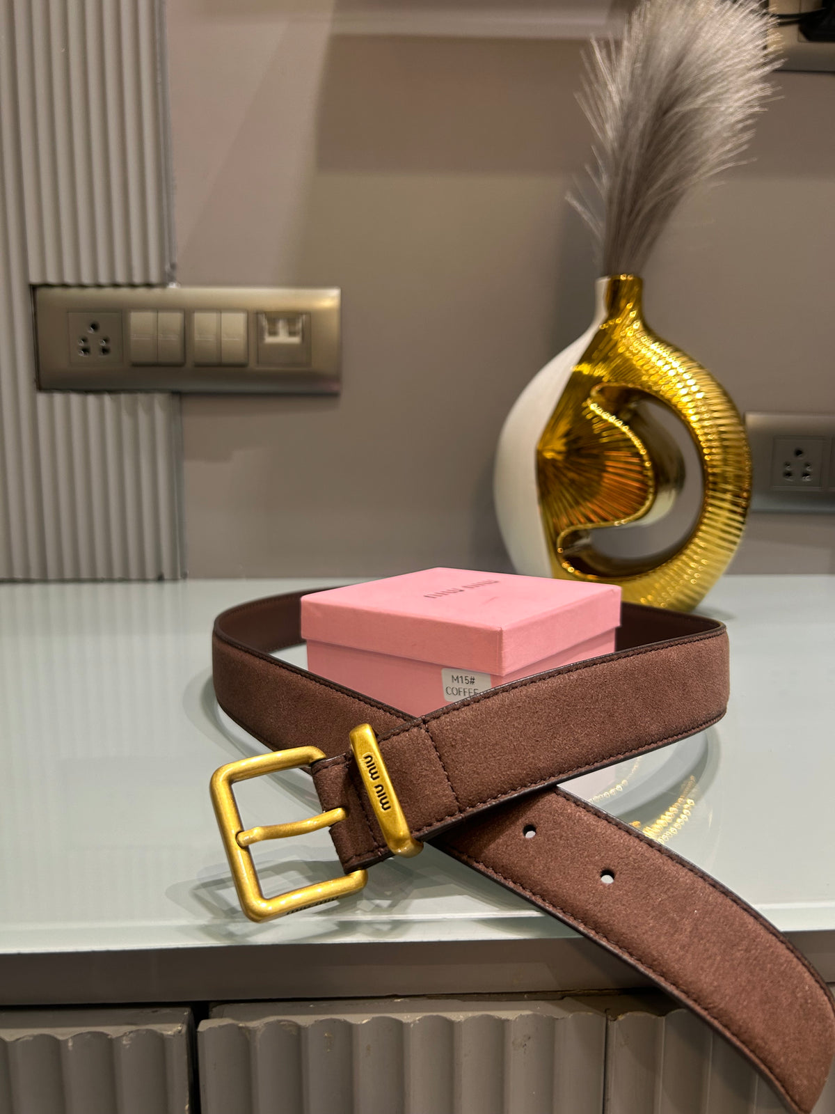 Premium Miu-Miu Dark Brown Waist Belt Women With Box
