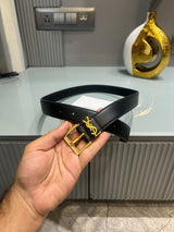 Premium YSL-Plain Black Waist Belt Women With Box