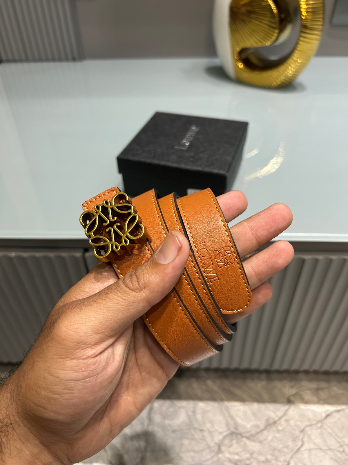 Premium Loewe-Tan Waist Belt Women With Box