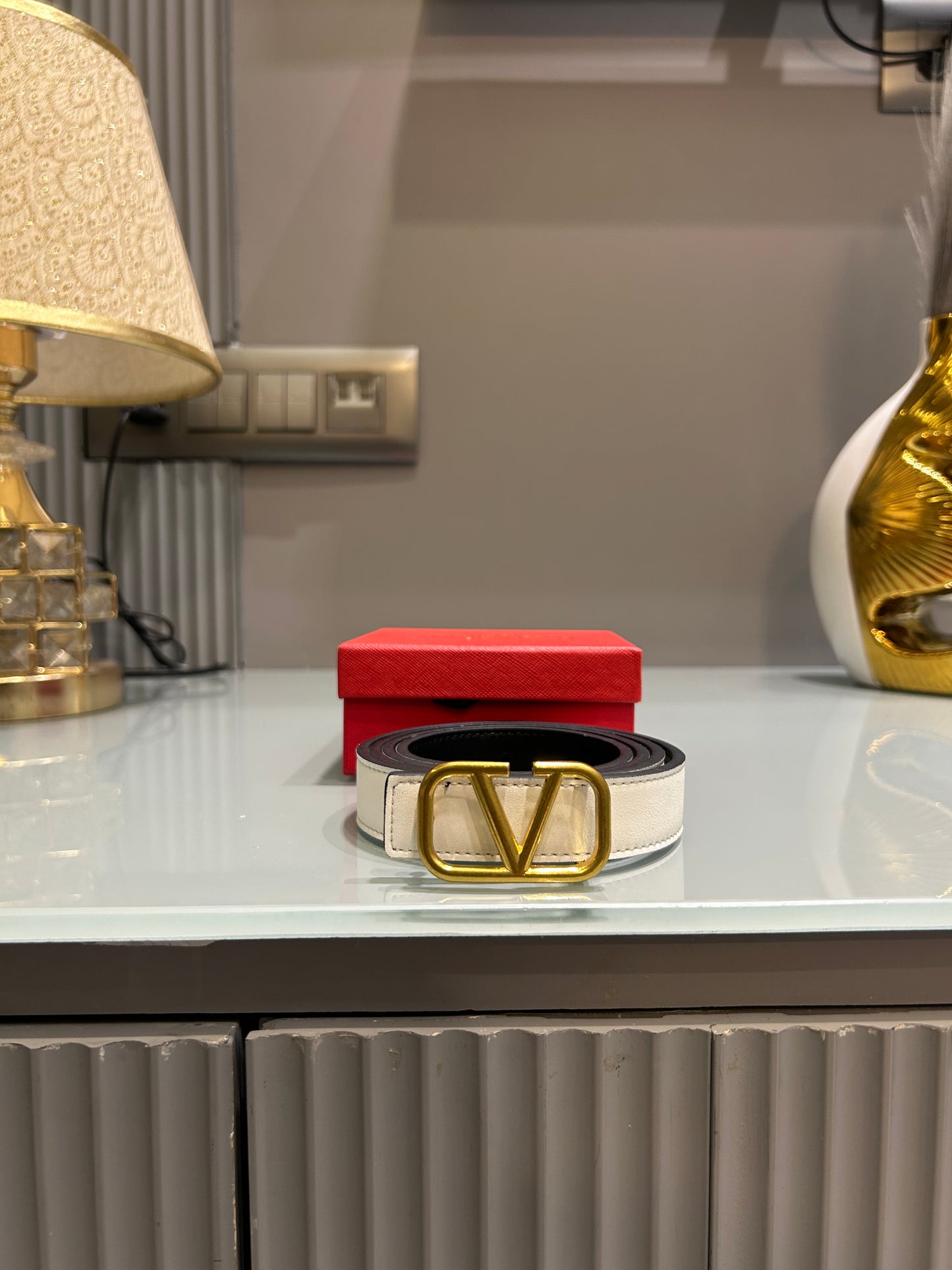 Premium Valentino-GRN White Waist Belt Women With Box