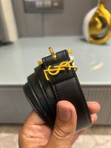 Premium YSL-Plain Black Waist Belt Women With Box