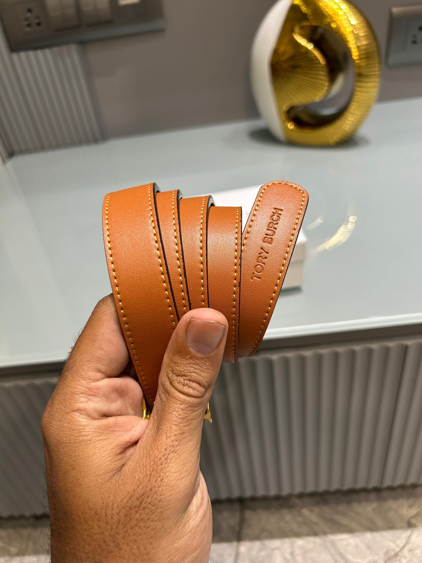 Premium Tory-Burch Tan Waist Belt Women With Box