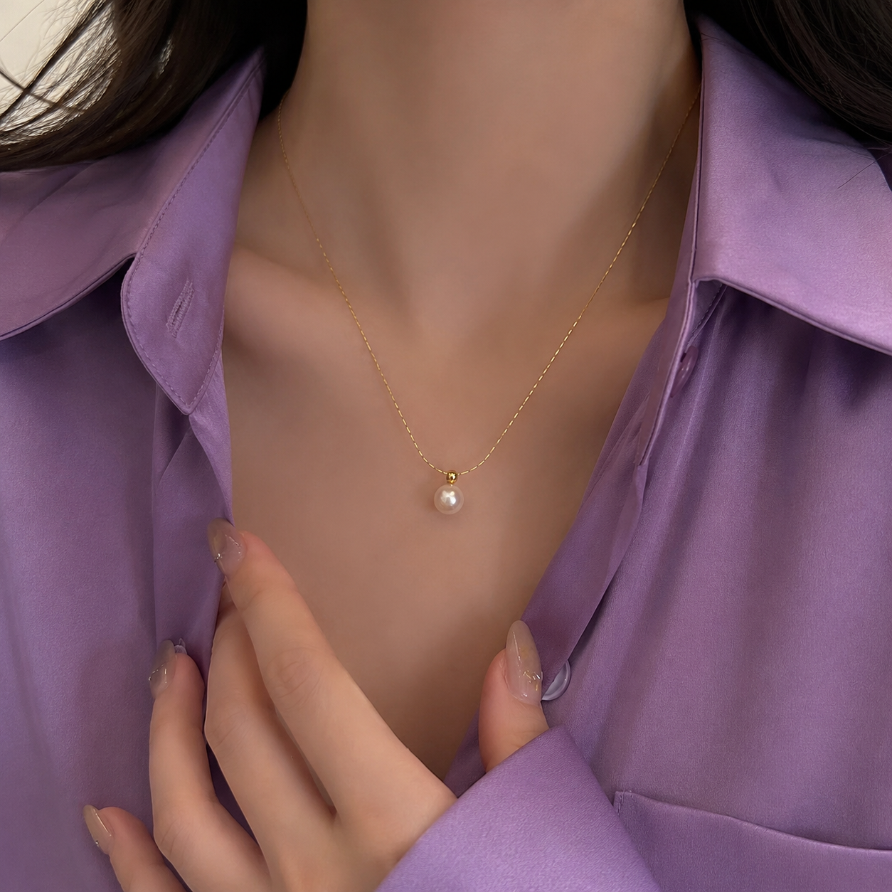 Pearl Inlay Pendant Necklace