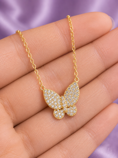 Crystal Butterfly Pendant Necklace