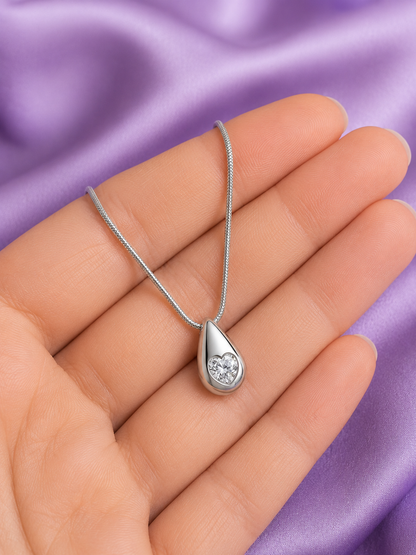 Crystal Teardrop Heart Pendant Necklace