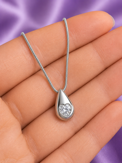 Crystal Teardrop Heart Pendant Necklace