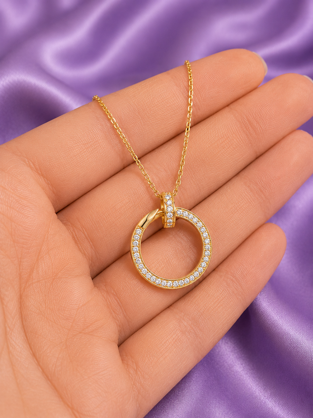 Crystal Halo Circle Pendant Necklace