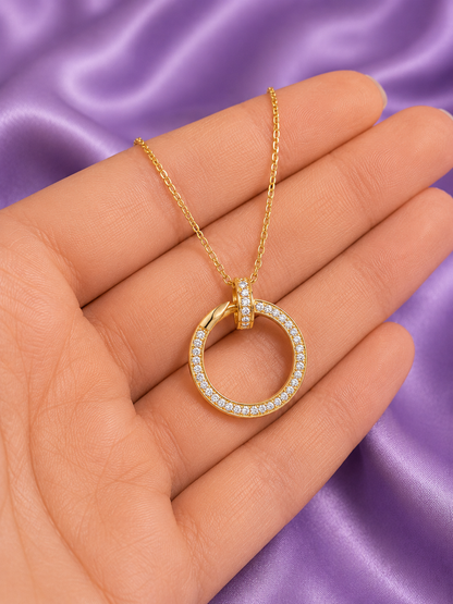 Crystal Halo Circle Pendant Necklace