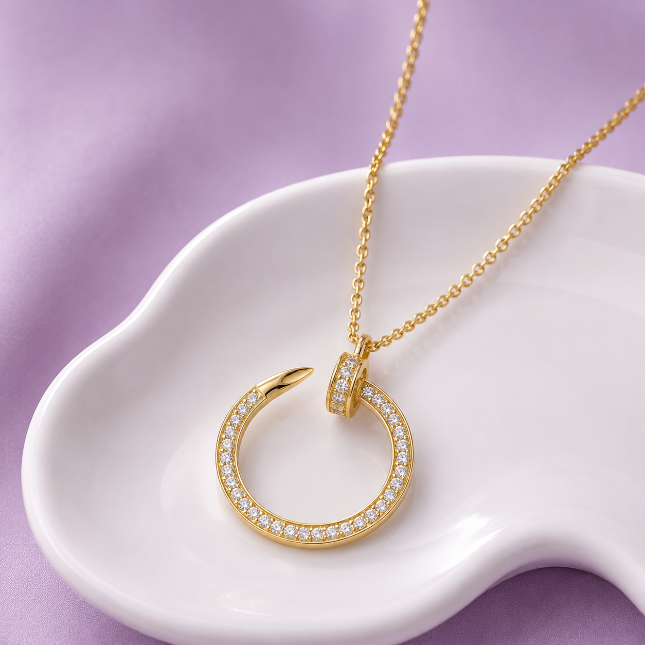 Crystal Halo Circle Pendant Necklace