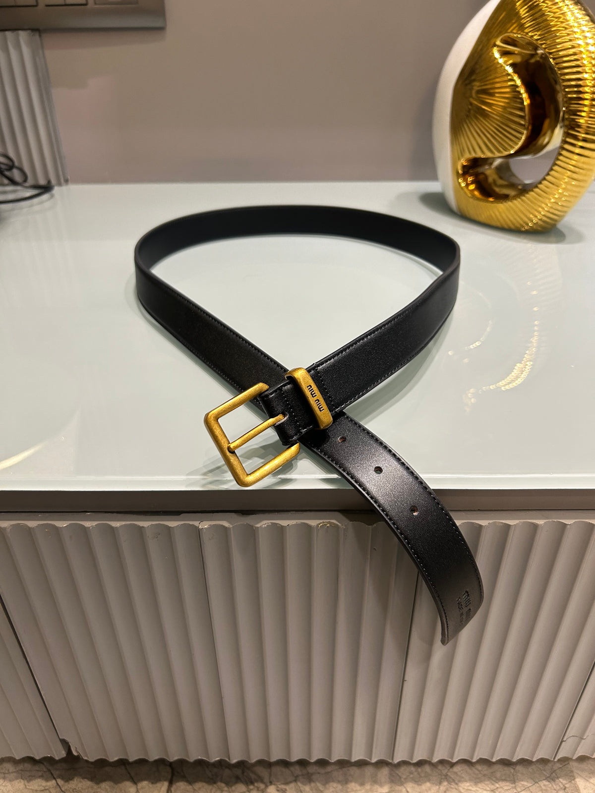 Premium Miu-Miu Black Waist Belt Women With Box