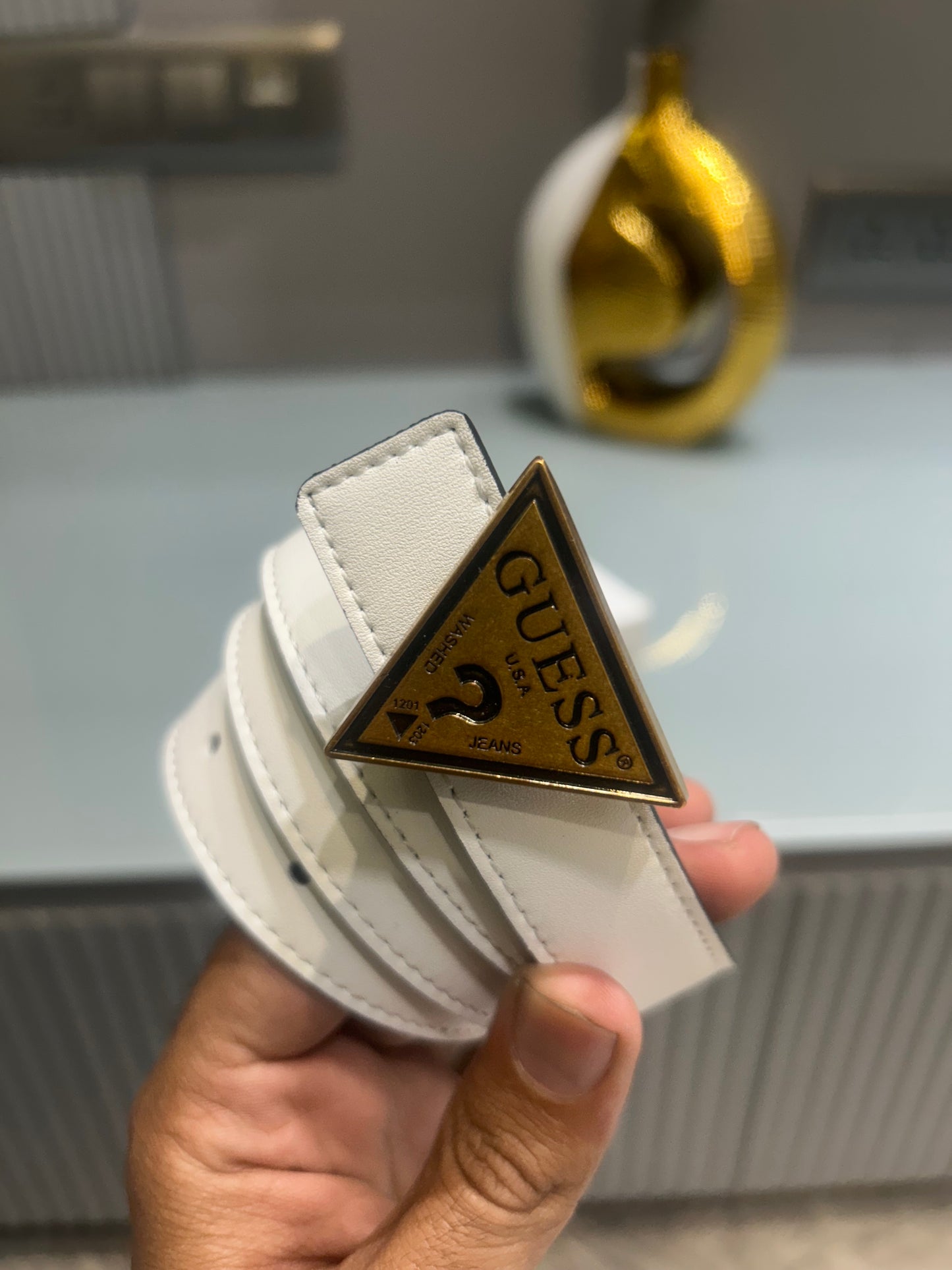 Premium Guess-White Waist Belt Women With Box