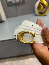 Premium Coaxh-Plain White Waist Belt Women With Box