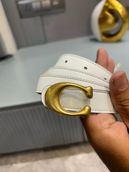 Premium Coaxh-Plain White Waist Belt Women With Box
