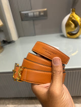 Premium YSL-Plain Tan Waist Belt Women With Box