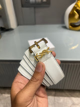 Premium YSL-Plain White Waist Belt Women With Box