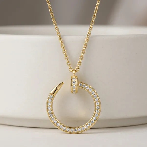 Crystal Halo Circle Pendant Necklace