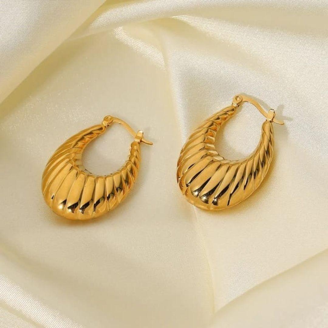 Golden Hoop Earrings - Classic Gold Tone Design
