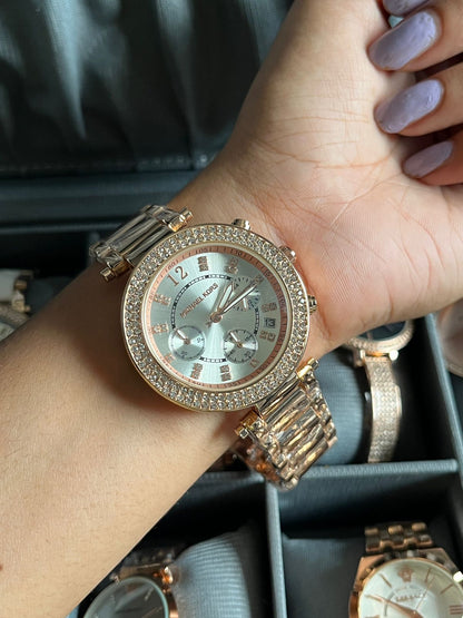 MK Parker White Dial Rose Gold