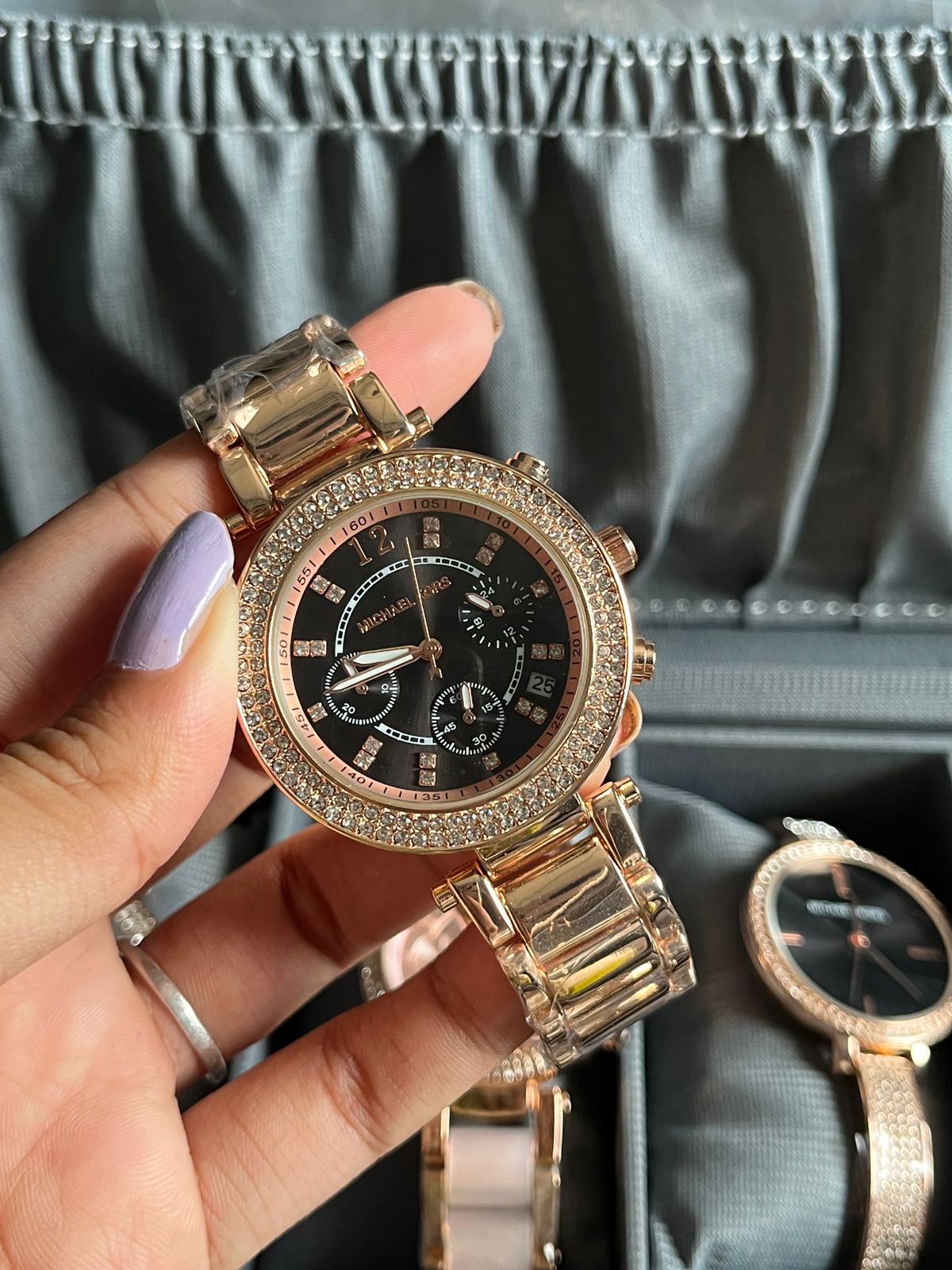 MK Parker Black Dial Rose Gold