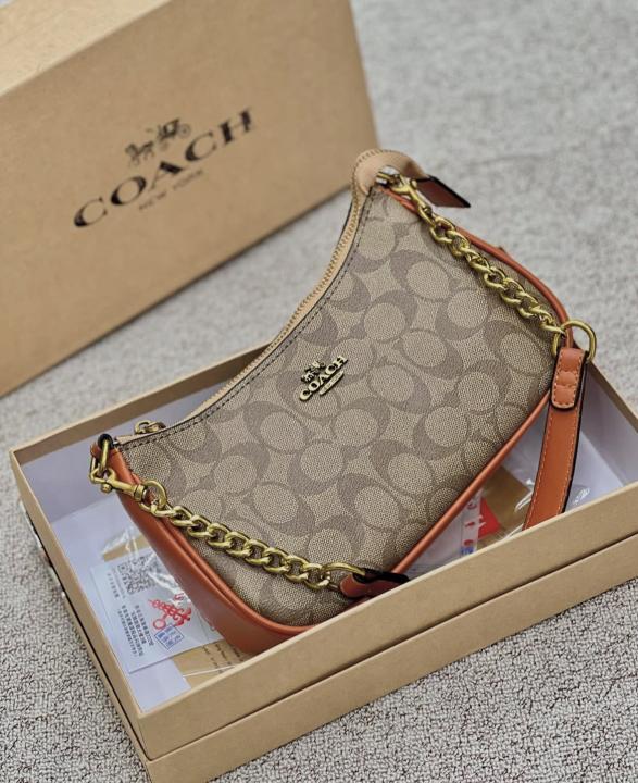 Coac_h Teri Shoulder Bag In Signature Canvas Dual Belts With OG Box 187