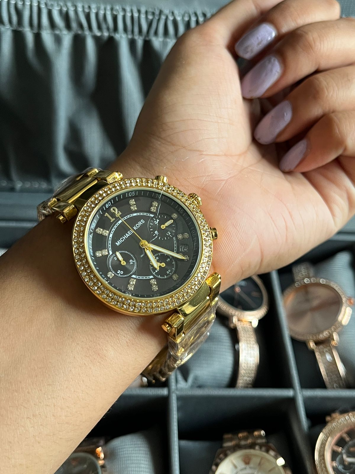 MK Parker Black Dial Rose Gold