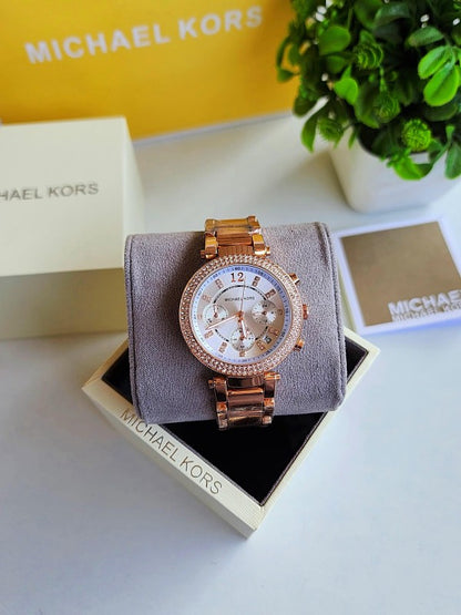 MK Parker White Dial Rose Gold